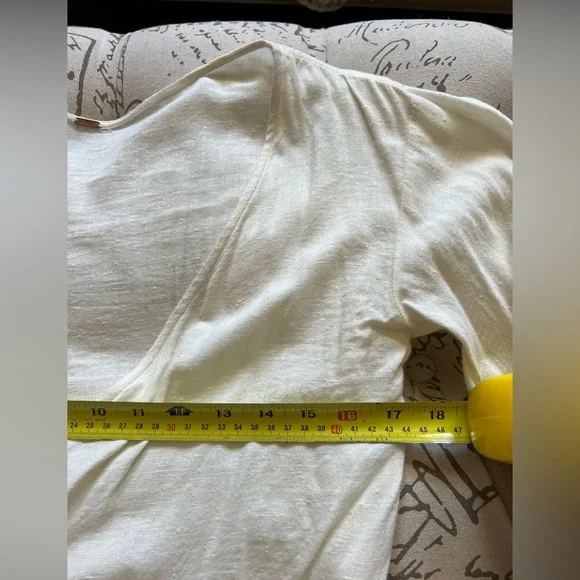 Free People Cotton Blend Wrap Shirt Top Coverup w Bell Sleeves Cream Ivory EUC - Picture 11 of 12